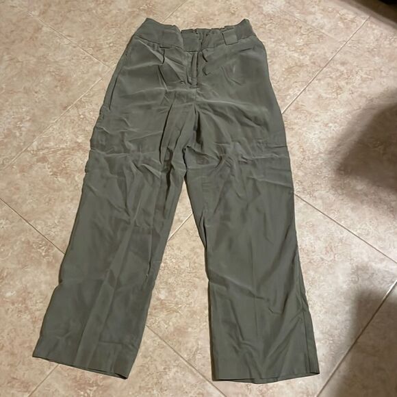 New! Express Olive  Wide leg Paper bag pants - Picture 1 of 13